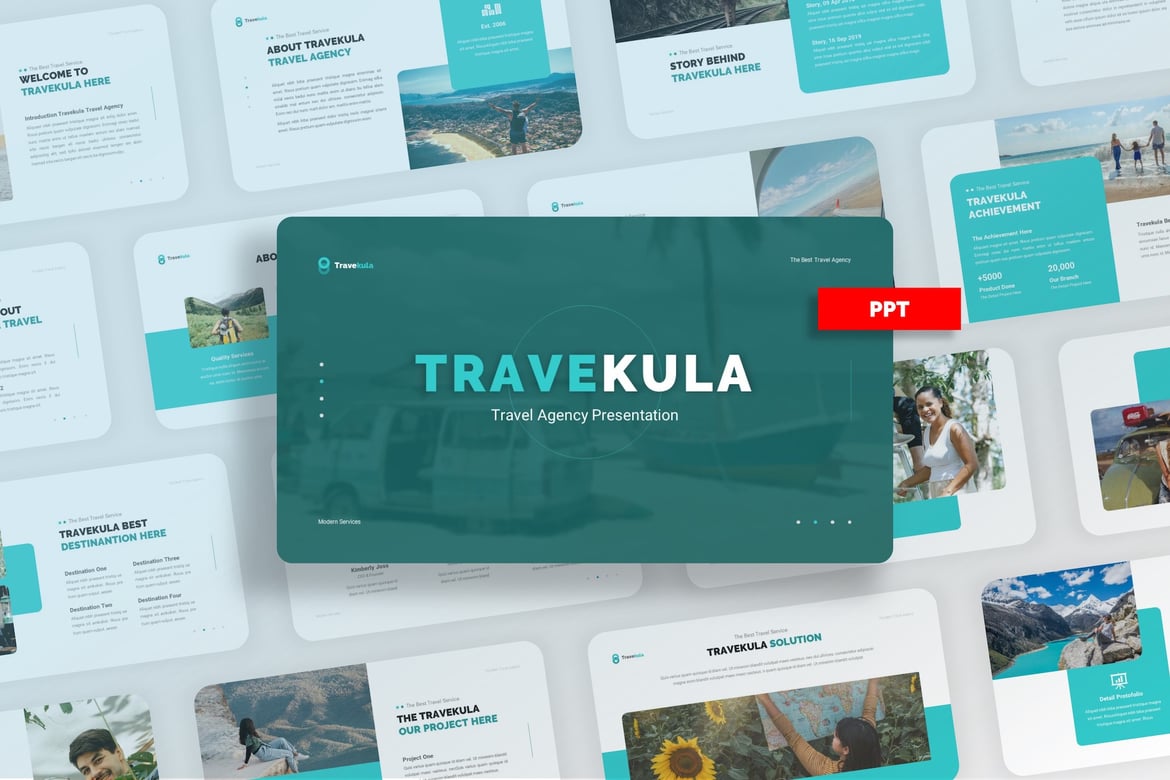 Template Presentasi PowerPoint Travekula yang Kreatif dan Modern