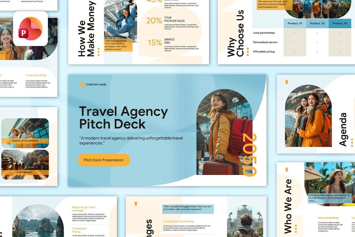Template PowerPoint Presentasi Pitch Deck untuk Agen Perjalanan