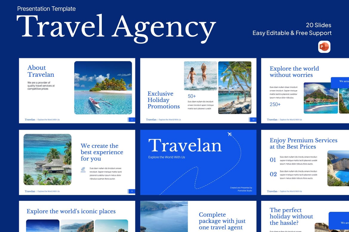 Template PowerPoint Agensi Perjalanan yang Menarik