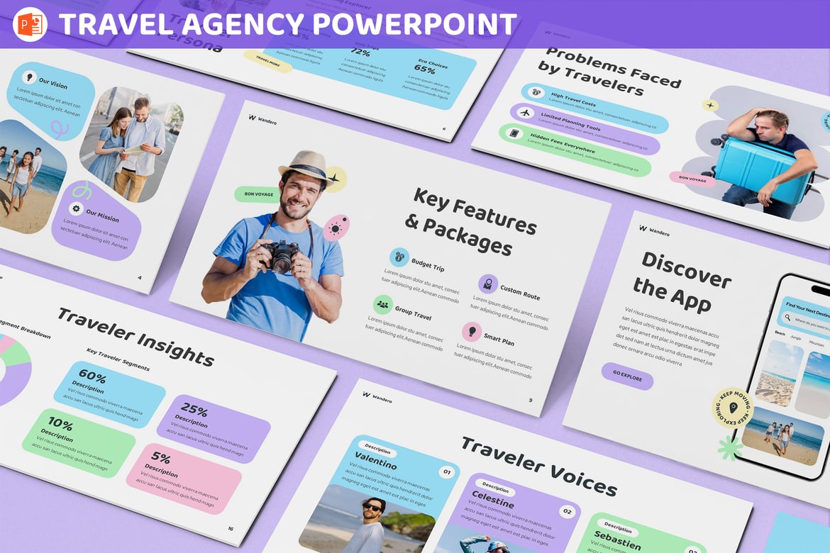 Template Presentasi Powerpoint untuk Agen Perjalanan yang Modern dan Menarik