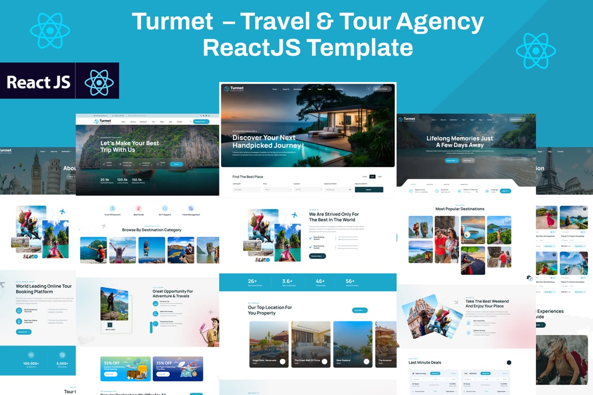 Template Website Travel & Tour Agency ReactJS - Turmet yang Menarik
