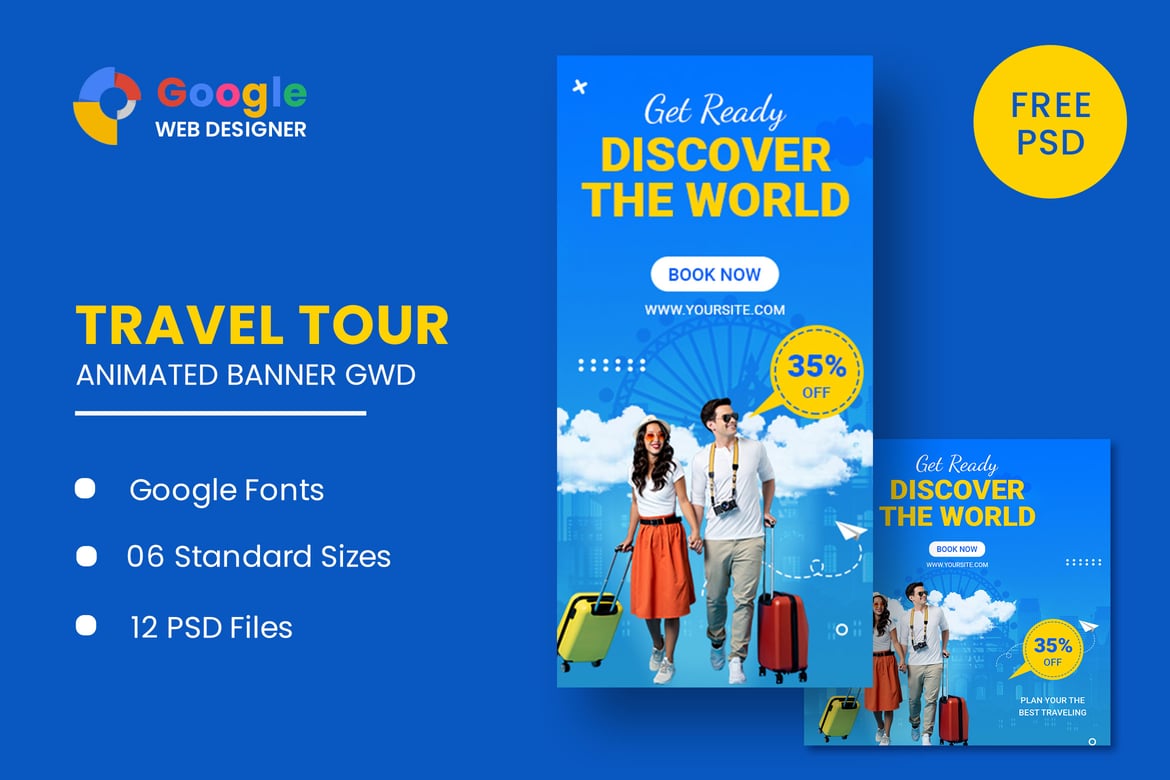 Template Web Banner Animasi Perjalanan untuk Google Web Designer
