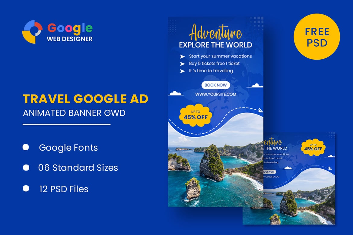 Template Web Banner Animasi Perjalanan untuk Google Web Designer