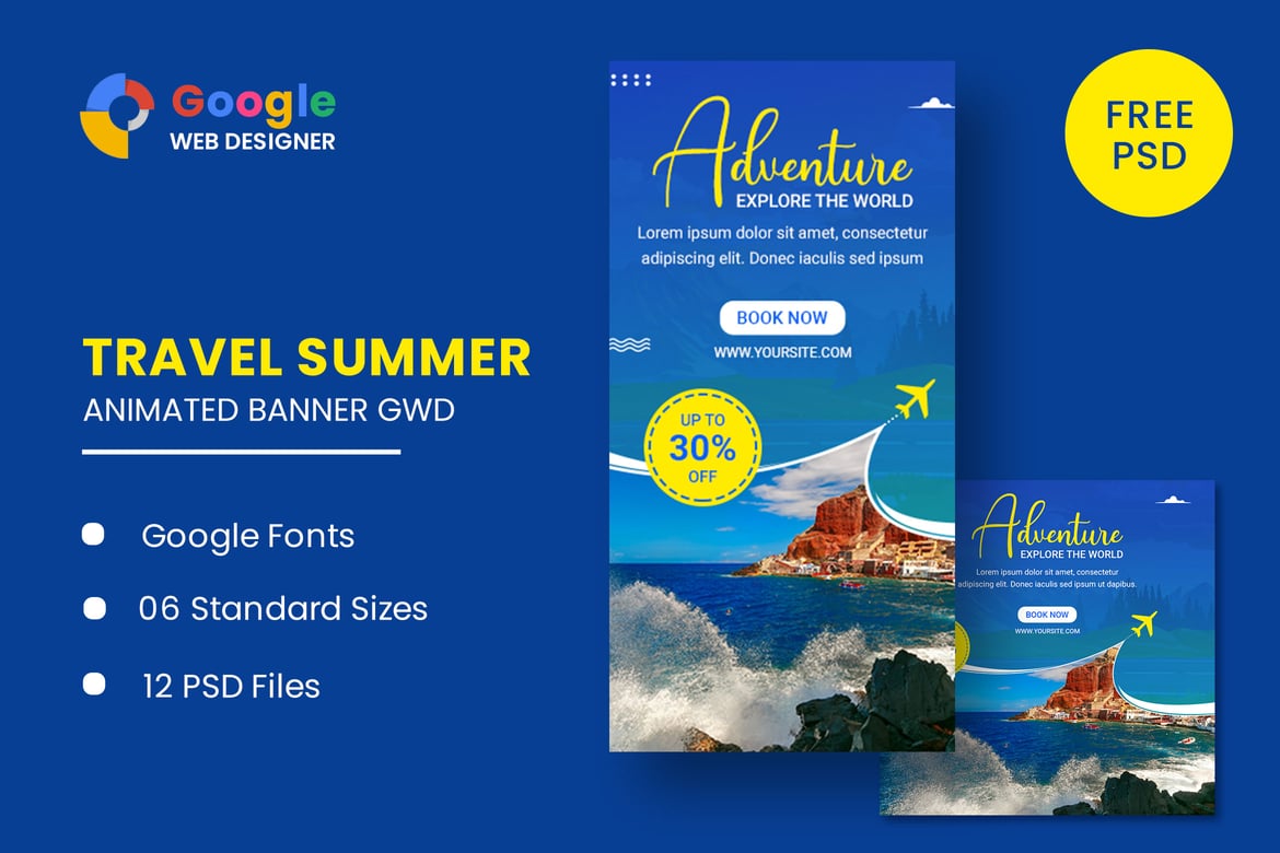 Template Web Banner Animasi Perjalanan untuk Google Web Designer