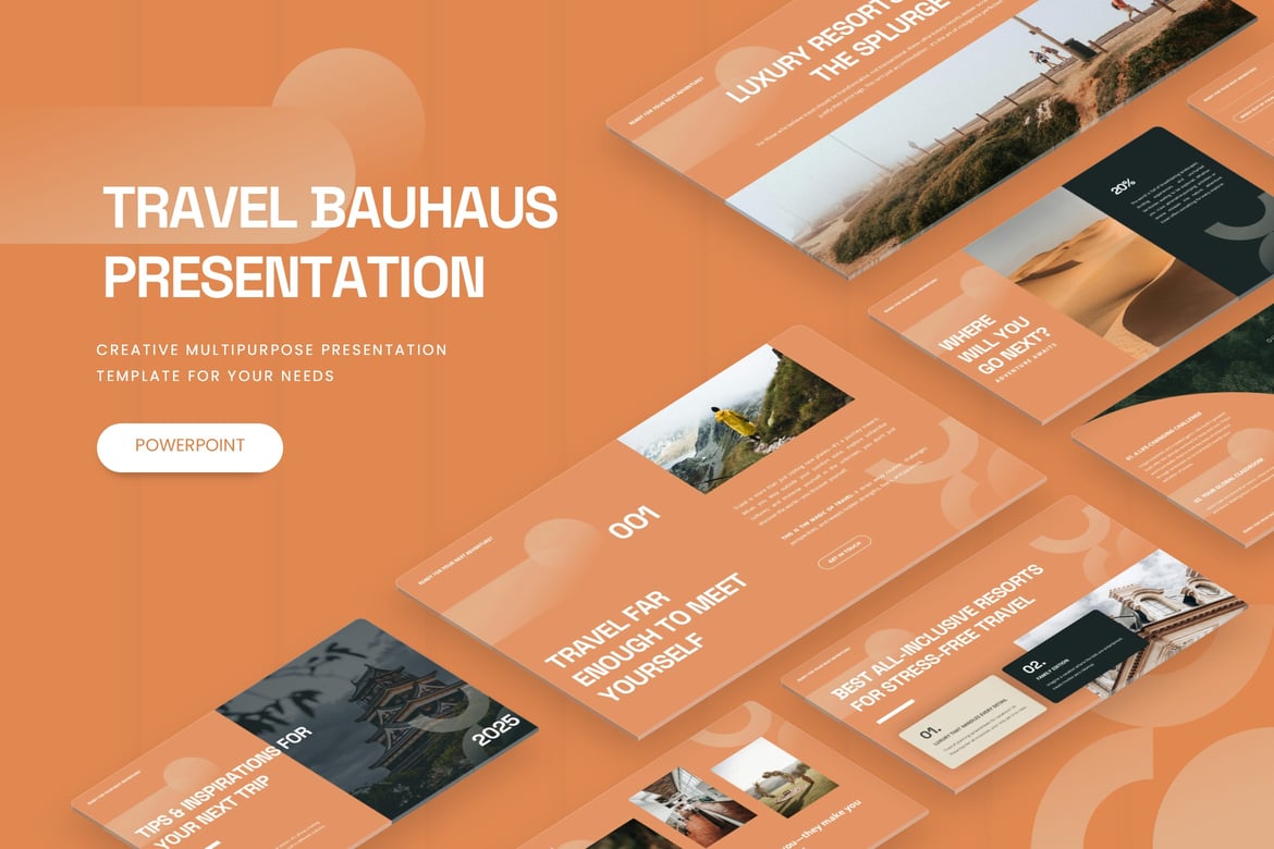 Template Powerpoint Travel Bauhaus - Desain Minimalis untuk Presentasi Profesional