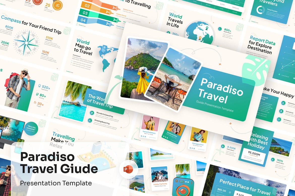 Template PowerPoint Panduan Perjalanan yang Menarik