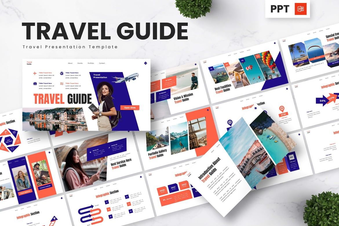 Template Powerpoint Perjalanan - Panduan Wisata yang Menarik