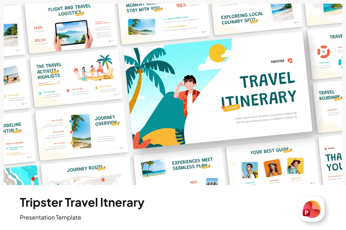Template PowerPoint Itinerary Perjalanan yang Menarik