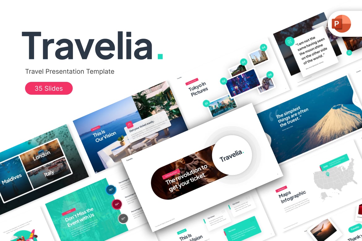 Template PowerPoint Perjalanan Modern yang Menawan