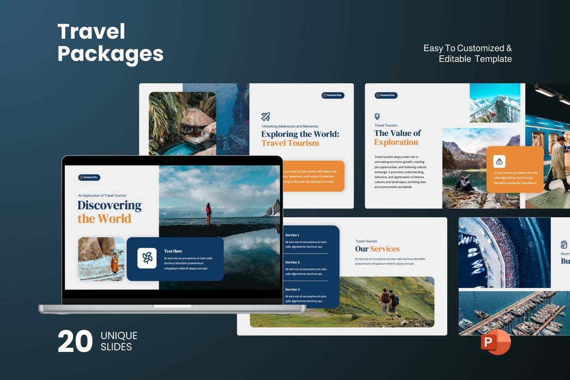 Template Presentasi Powerpoint Paket Perjalanan yang Menarik