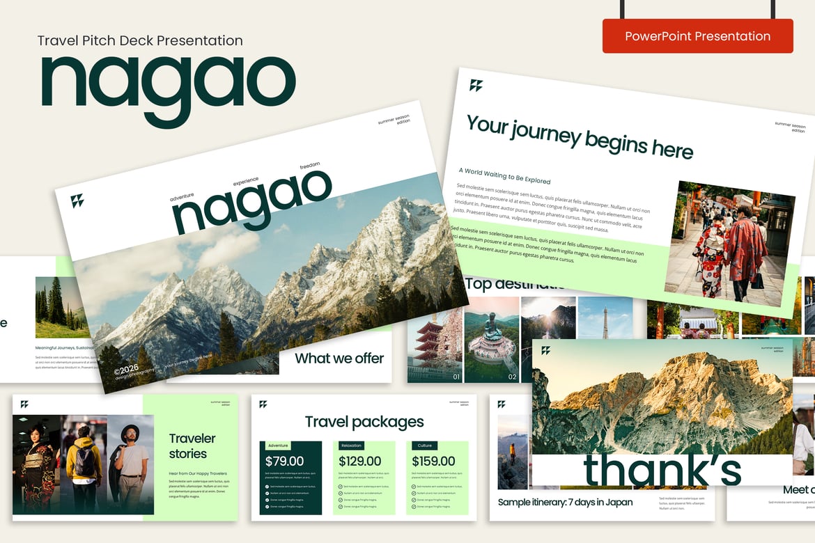 Template Presentasi PowerPoint Pitch Deck Perjalanan yang Menarik