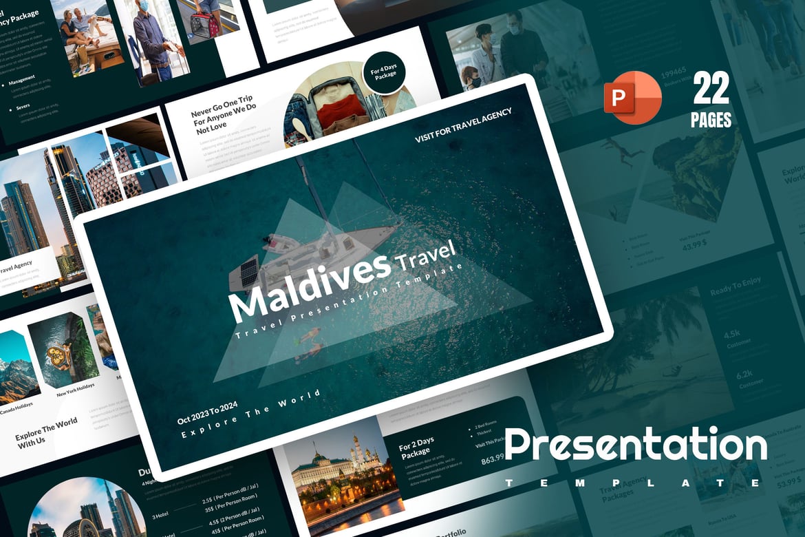Template PowerPoint Presentasi Perjalanan yang Menarik dan Serbaguna