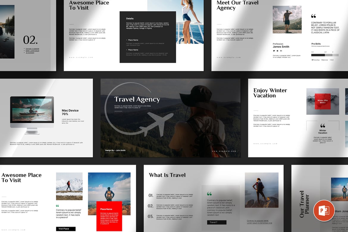 Template Presentasi PowerPoint Perjalanan yang Elegan dan Fleksibel