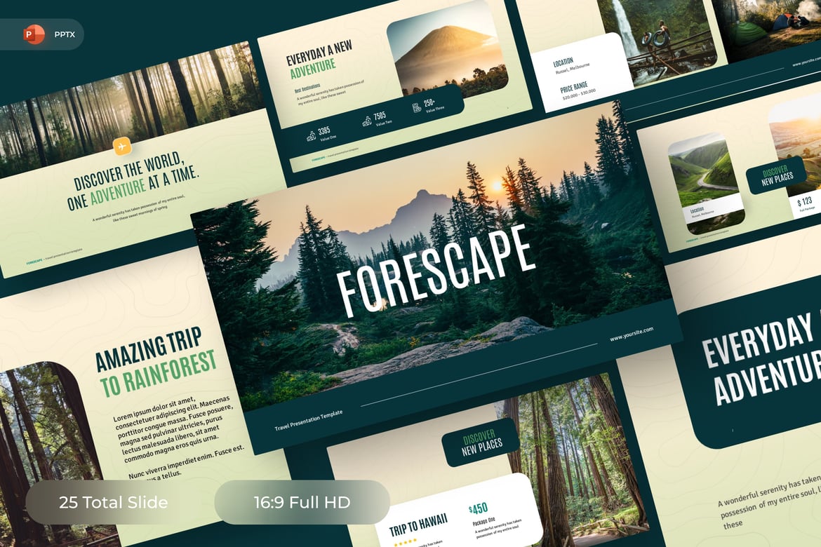 Template PowerPoint Perjalanan yang Menarik dan Profesional