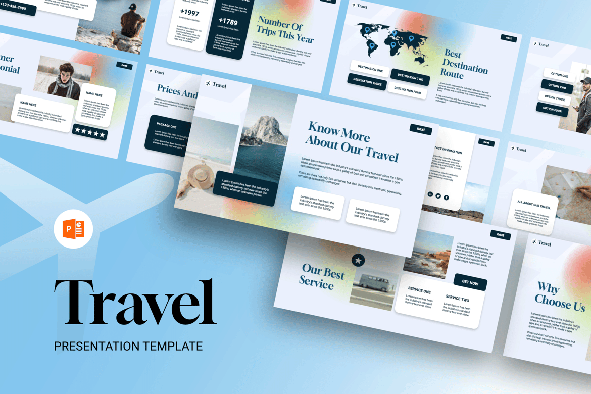 Template Powerpoint Perjalanan yang Modern dan Profesional
