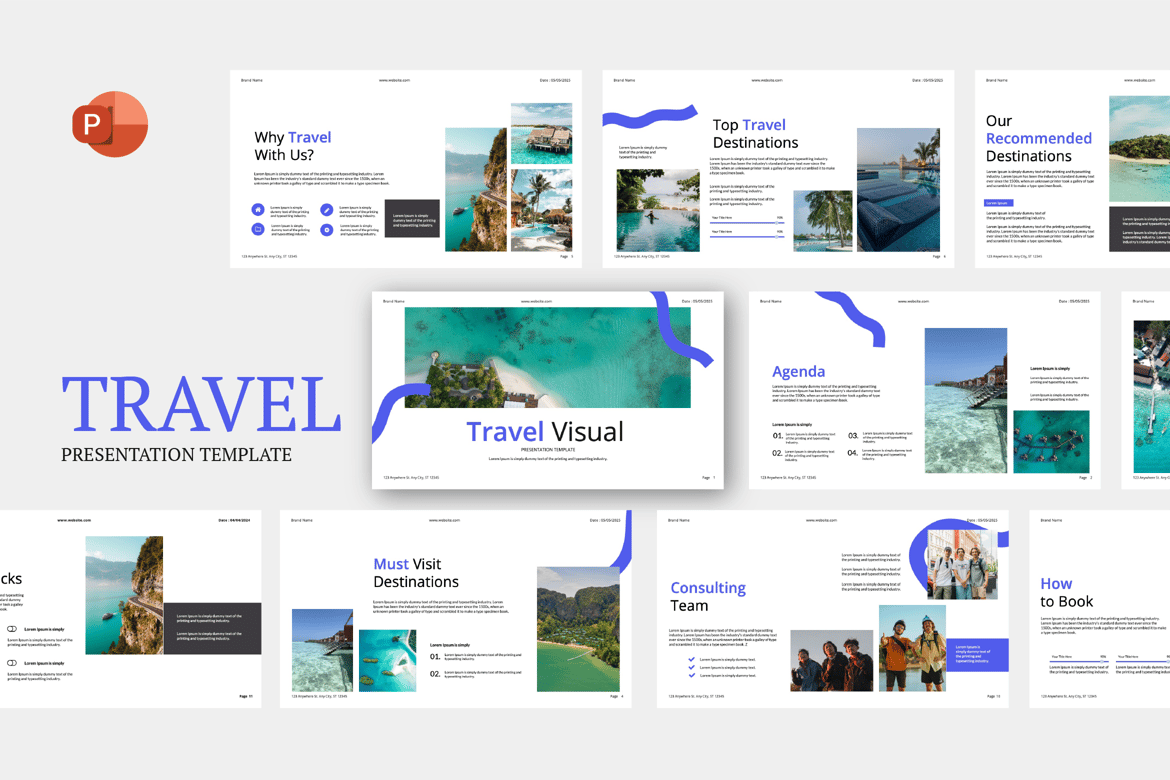 Template PowerPoint Perjalanan yang Menarik dan Elegan