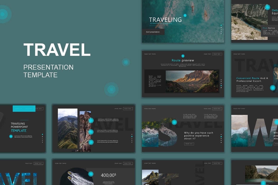 Template Powerpoint Perjalanan yang Modern dan Menarik