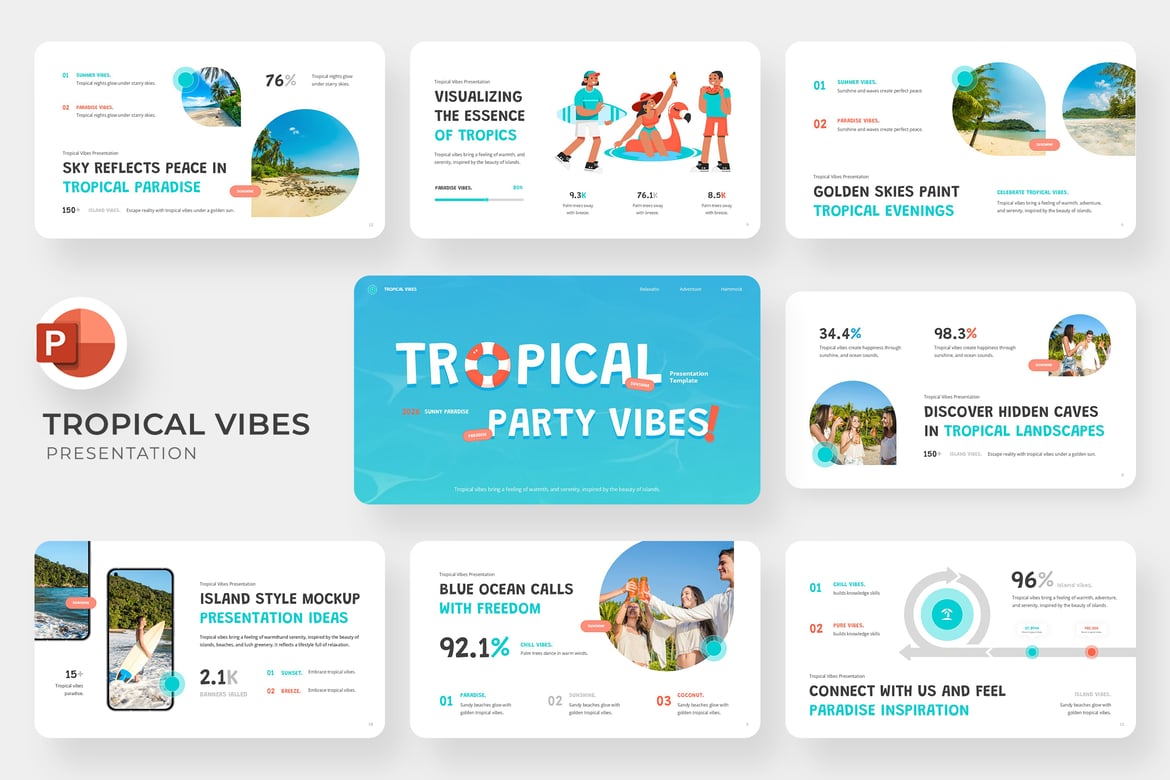 Template Presentasi PowerPoint Tropis yang Menawan