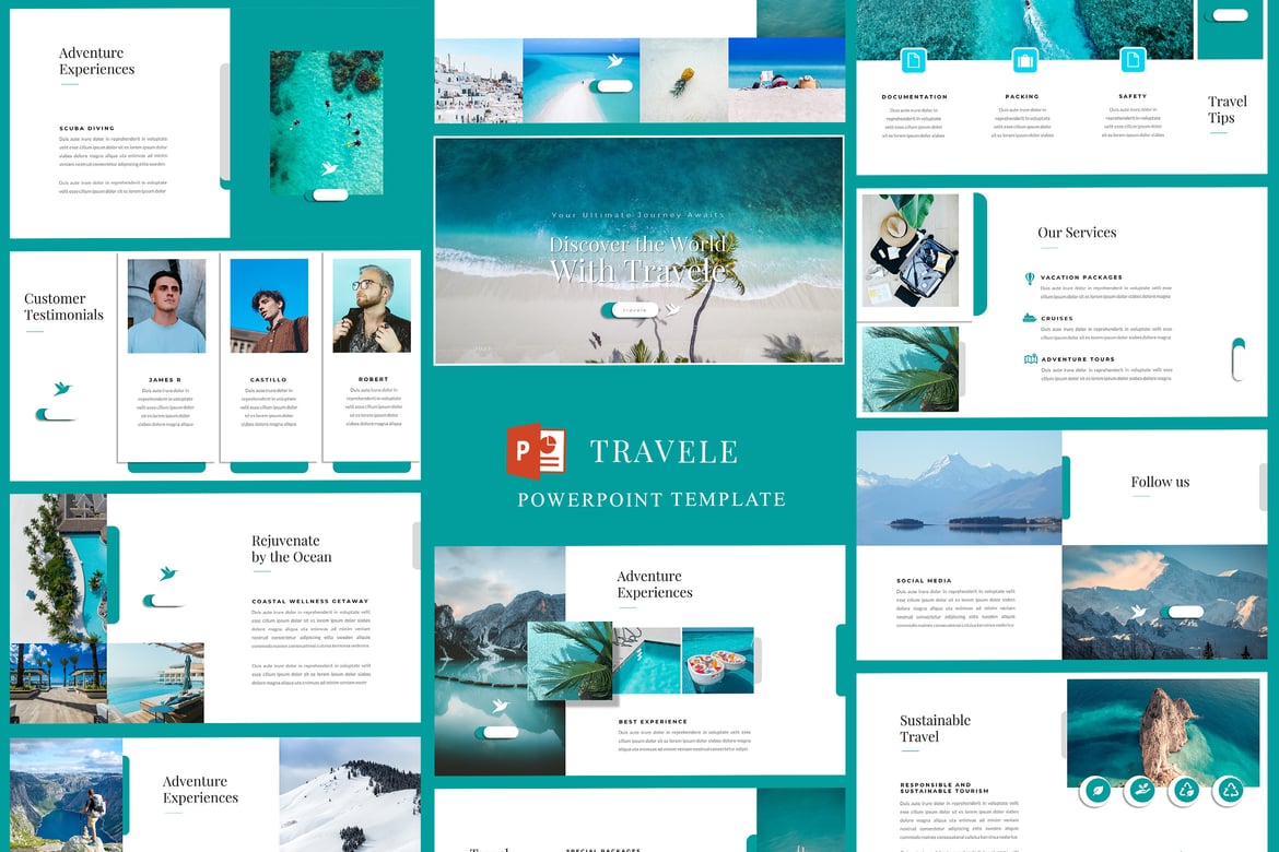 Template Presentasi PowerPoint Travele - Solusi untuk Agen Perjalanan Anda