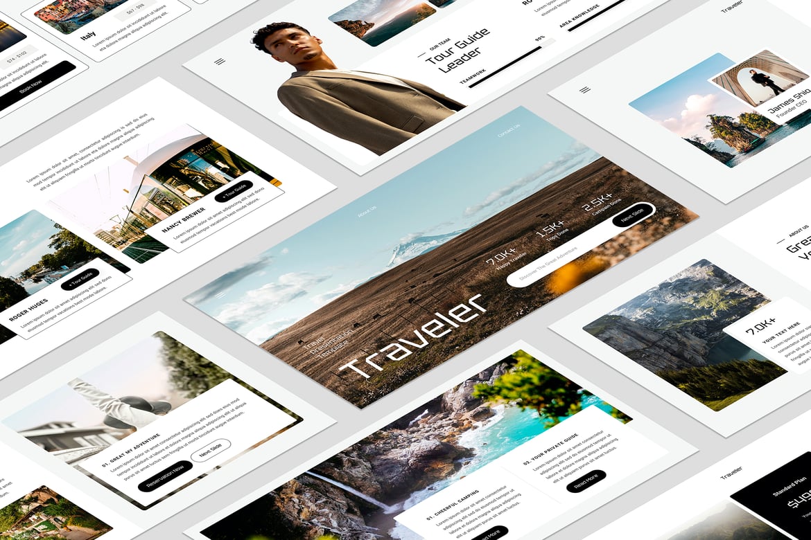 Template Presentasi PowerPoint Traveler - Agensi Perjalanan Modern dan Elegan