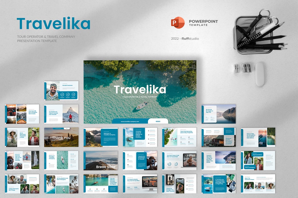 Template Presentasi PowerPoint Travelika - Solusi Ideal untuk Bisnis Perjalanan Anda
