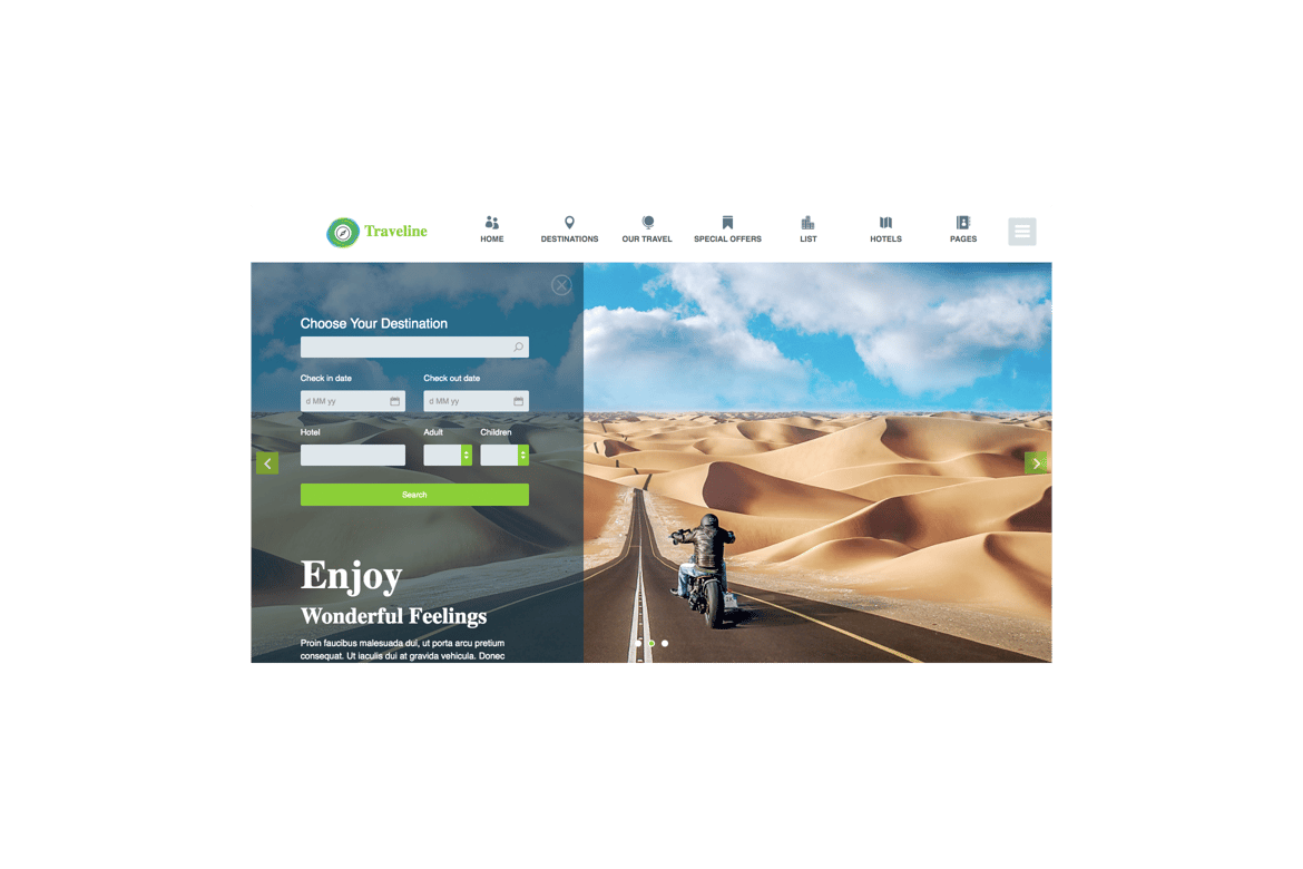 Traveline | Template Website Pemesanan Hotel dan Wisata yang Efektif