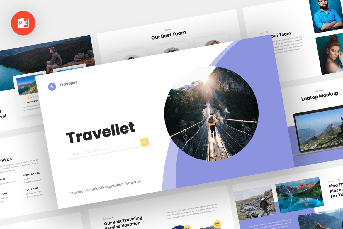 Template Presentasi Travellet - Powerpoint yang Menarik dan Modern
