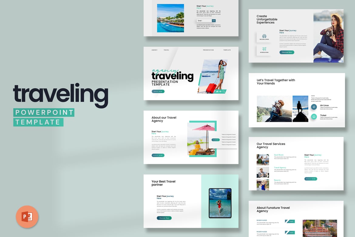 Template PowerPoint Perjalanan yang Menarik dan Profesional