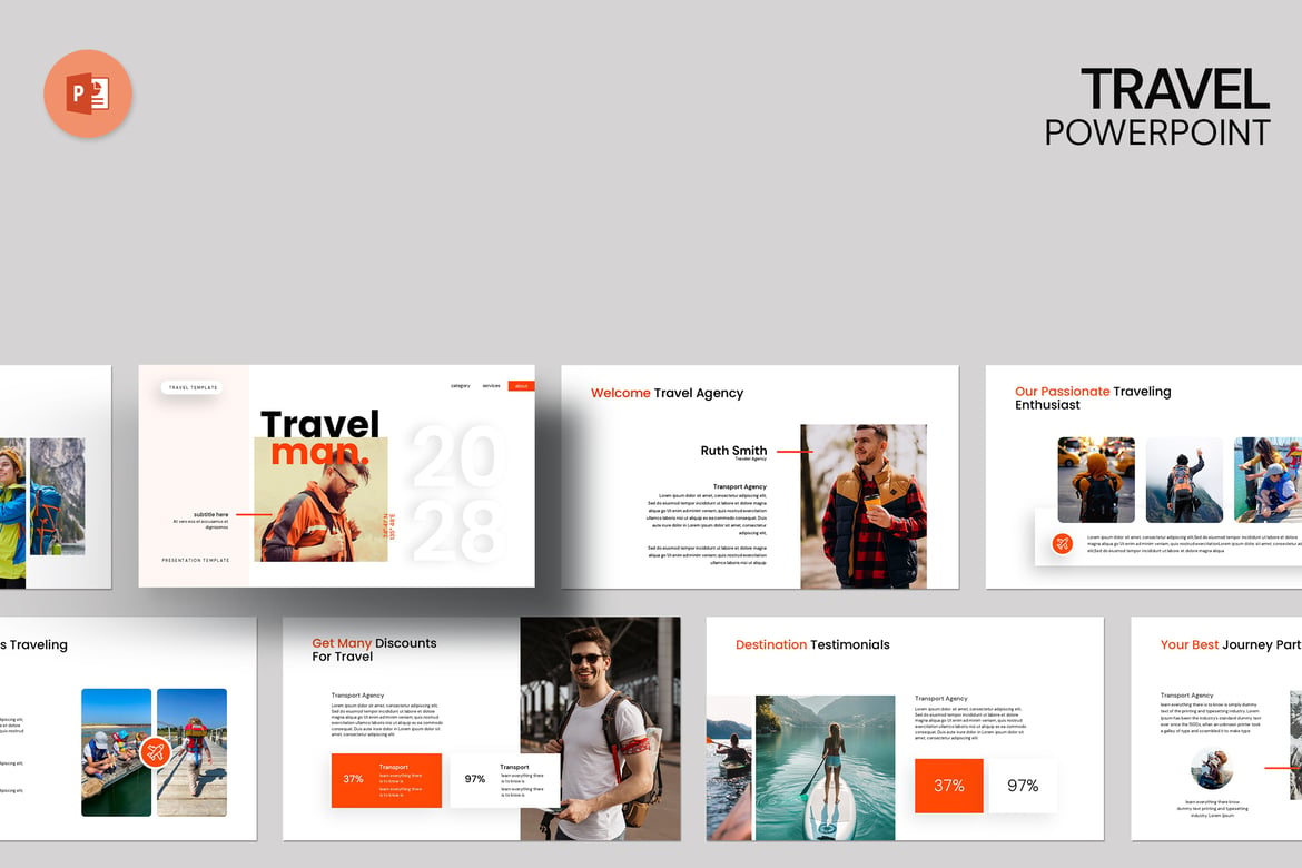 Template PowerPoint Travelman yang Menawan untuk Presentasi Profesional
