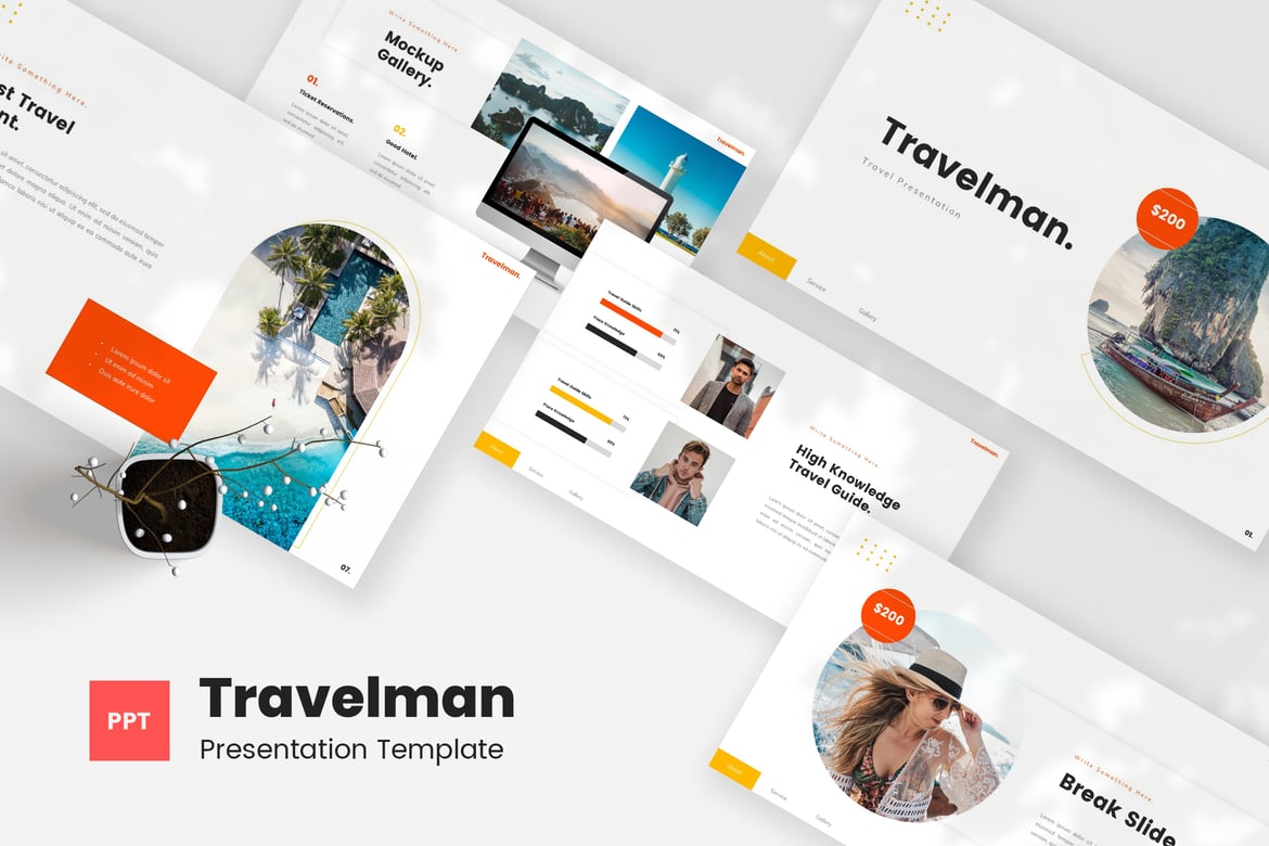 Template Presentasi PowerPoint Travelman - Solusi Kreatif untuk Bisnis Perjalanan Anda