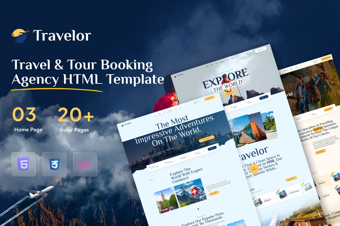 Travelor - Template Website Booking Perjalanan dan Tur Modern