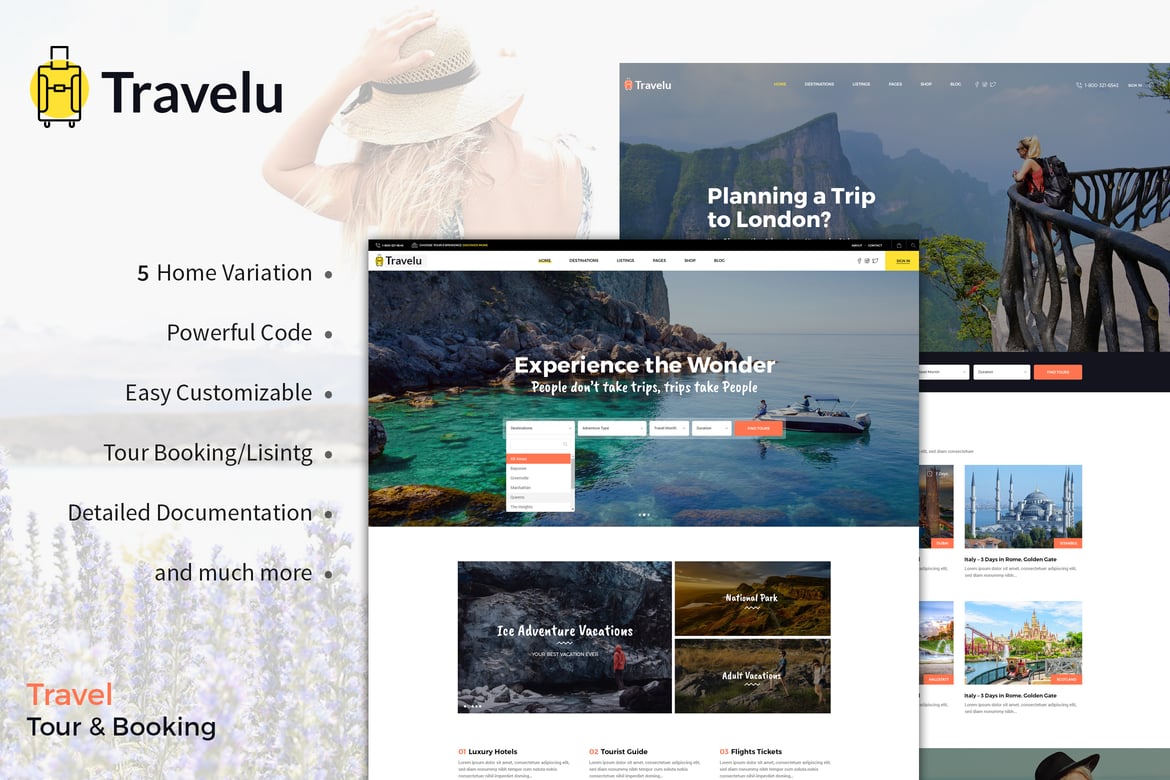 Travelu - Template Website Booking Perjalanan dan Tur yang Menarik