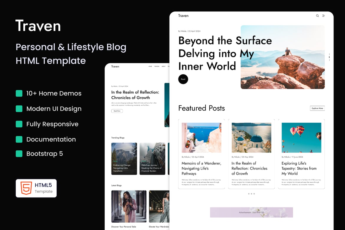 Traven - Template Website Blog Pribadi & Gaya Hidup yang Modern