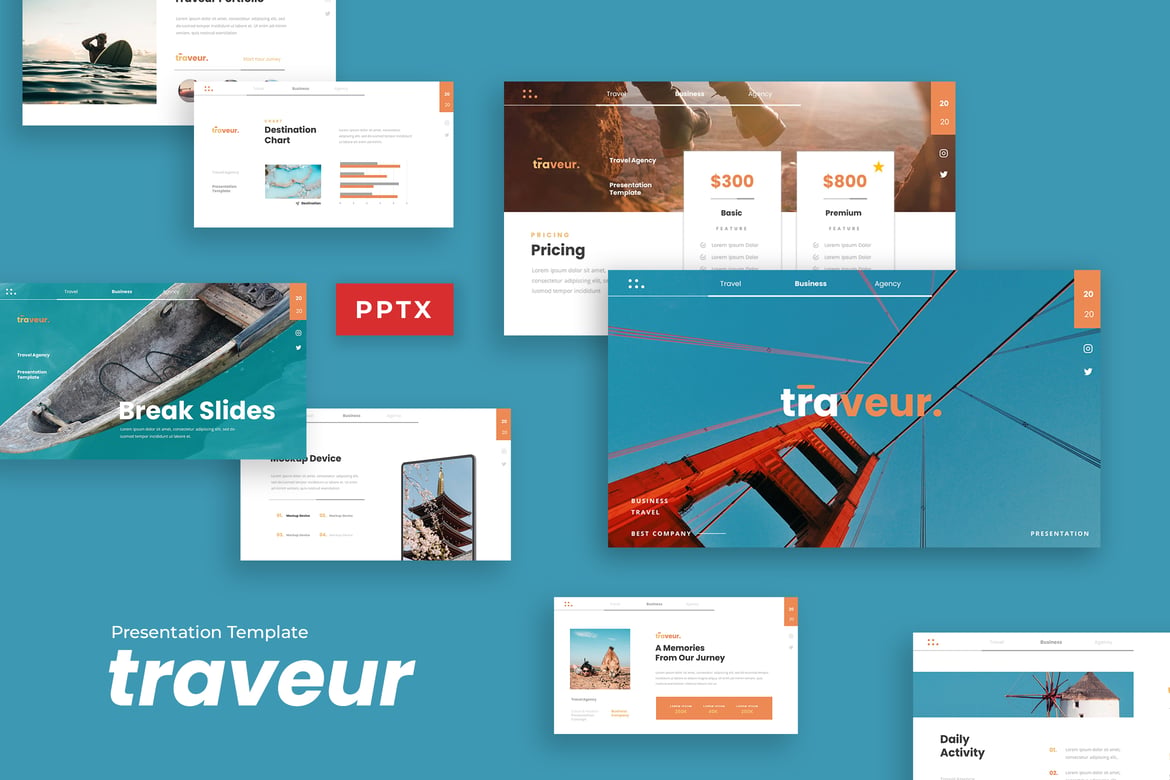 Traveur - Template Presentasi Bisnis PowerPoint Modern