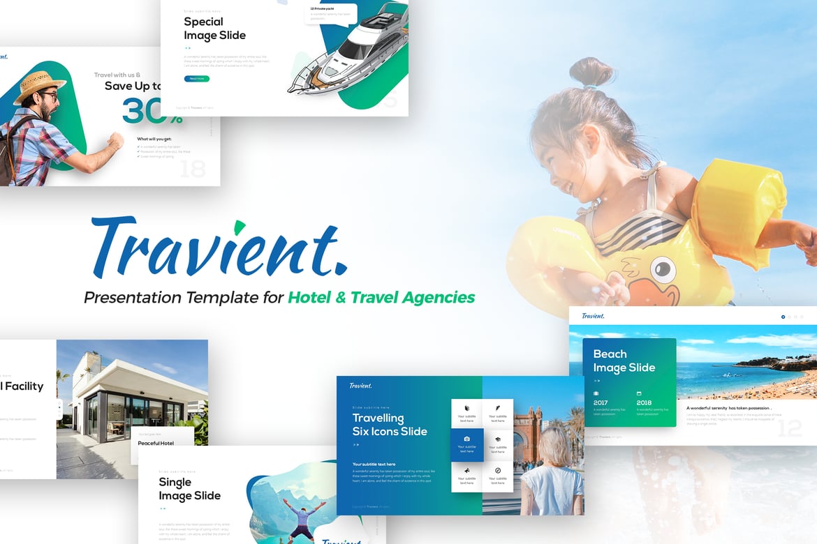 Template Presentasi PowerPoint Hotel & Agensi Perjalanan Travient yang Elegan dan Minimalis