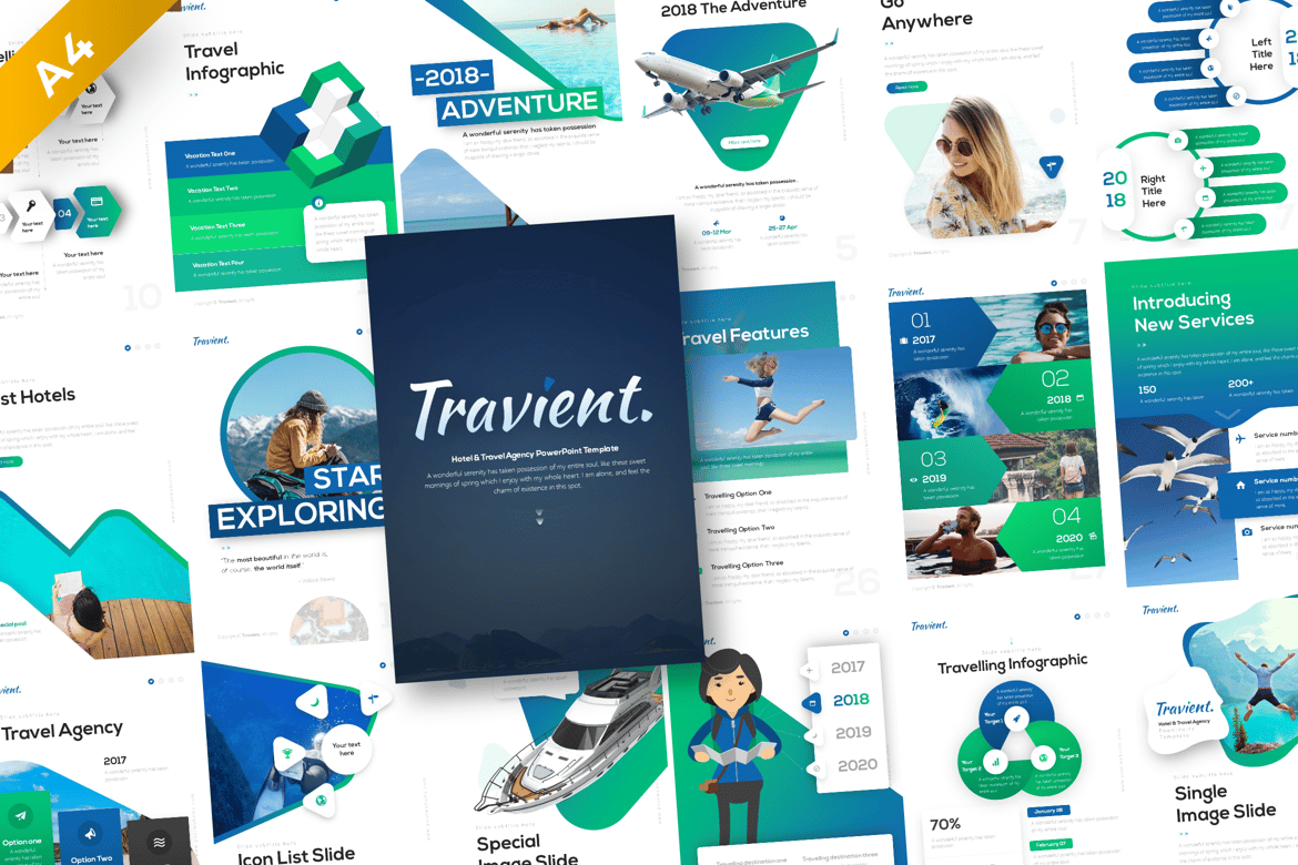 Template Presentasi PowerPoint Travient untuk Perjalanan yang Menarik