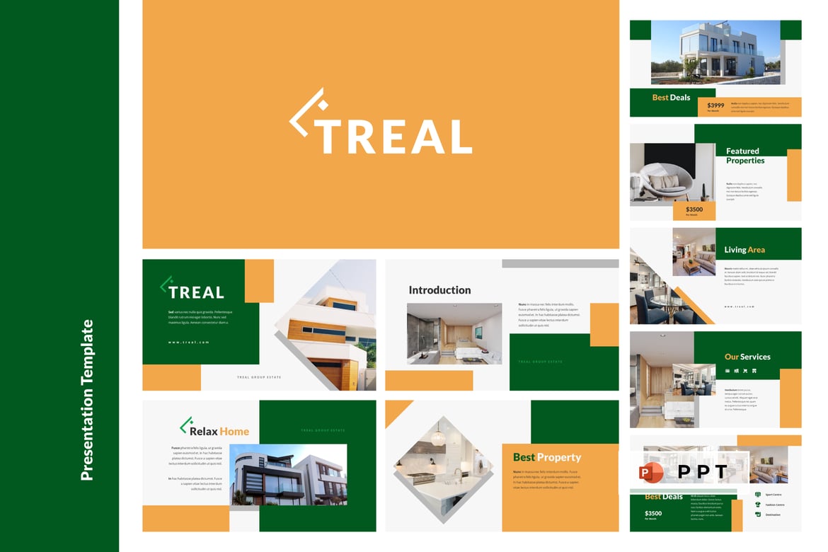 Template PowerPoint Real Estate TREAL yang Menarik dan Profesional