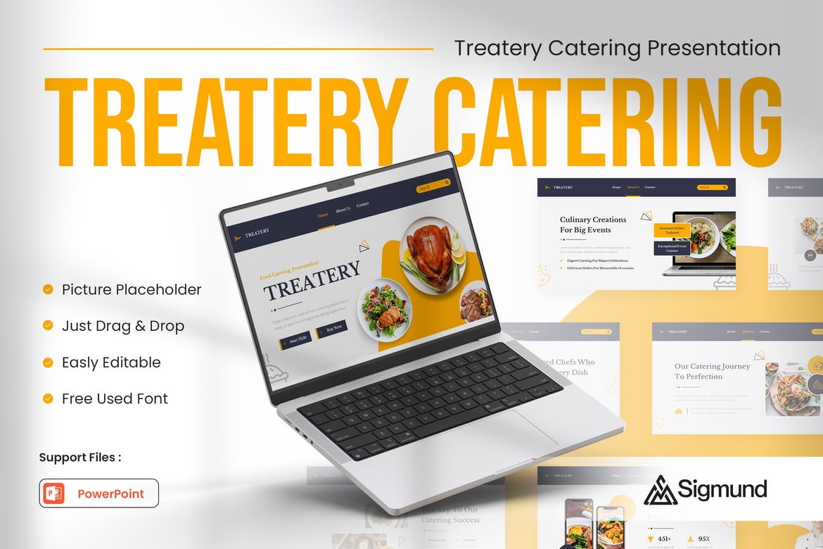 Template Presentasi Powerpoint Catering Treatery yang Menarik