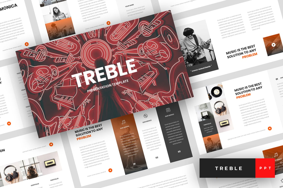 Treble - Template Presentasi PowerPoint untuk Musik yang Menarik