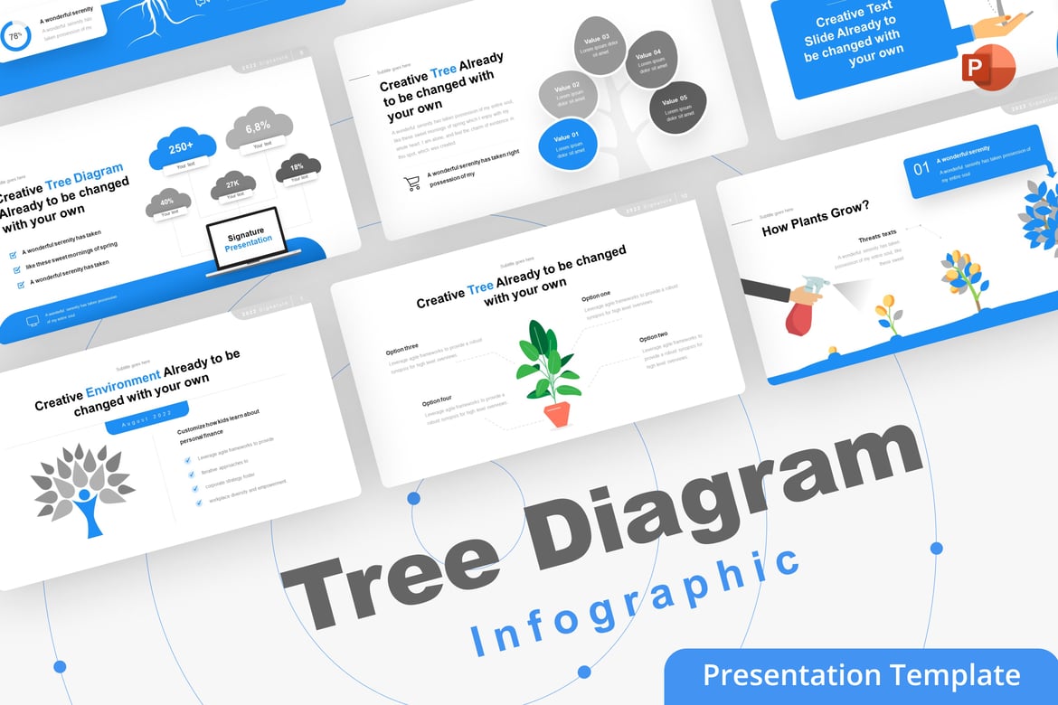 Template PowerPoint Diagram Pohon yang Menarik dan Profesional