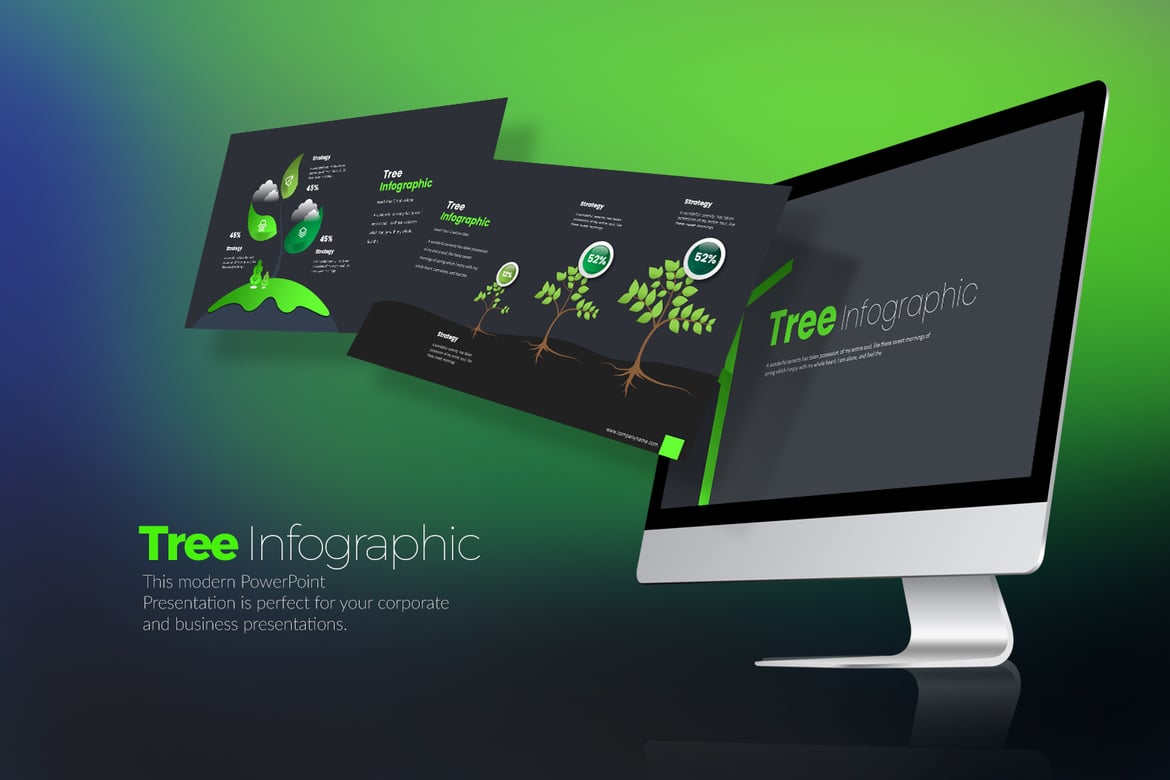 Template Presentasi PowerPoint Infografis Pohon yang Menarik