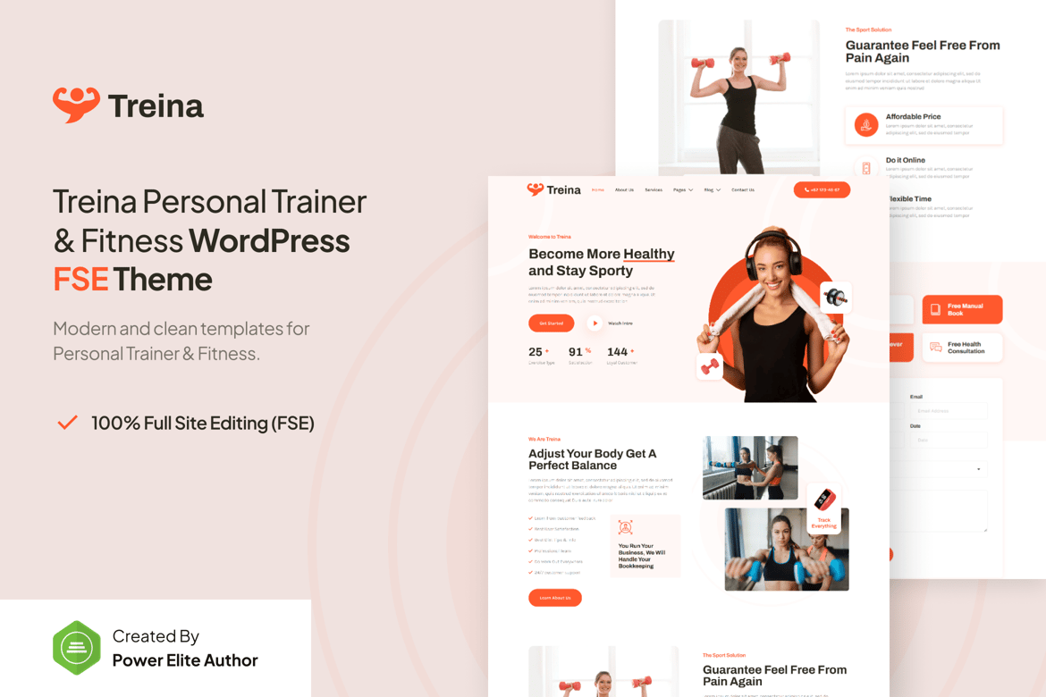 Treina – Tema WordPress Modern untuk Personal Trainer & Fitness