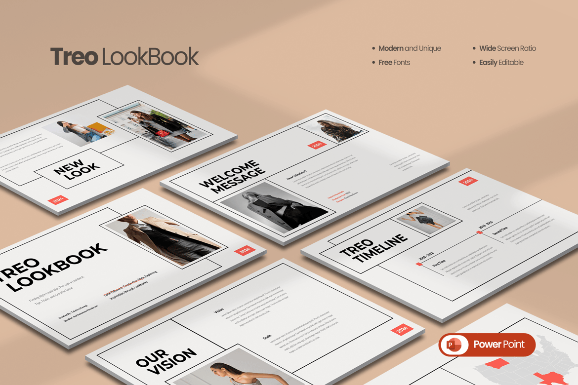 Template Powerpoint Lookbook Treo yang Modern dan Kreatif