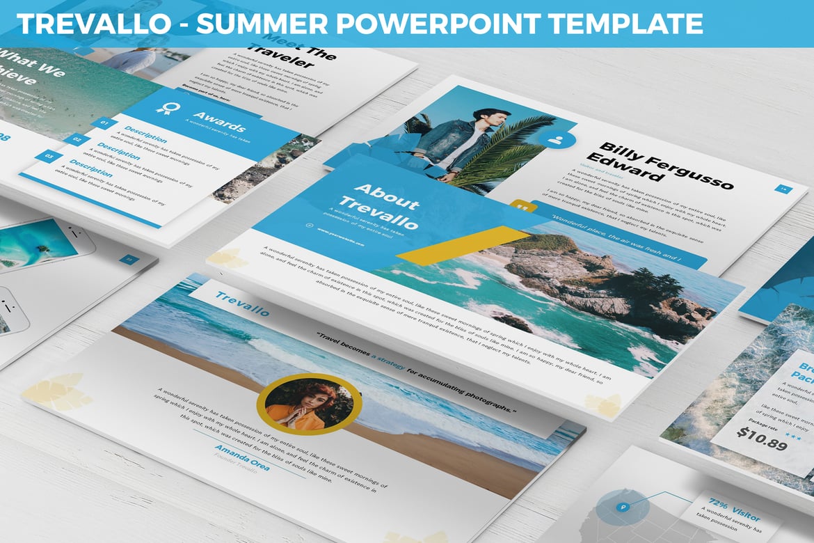 Trevallo - Template Powerpoint Musim Panas yang Segar dan Modern