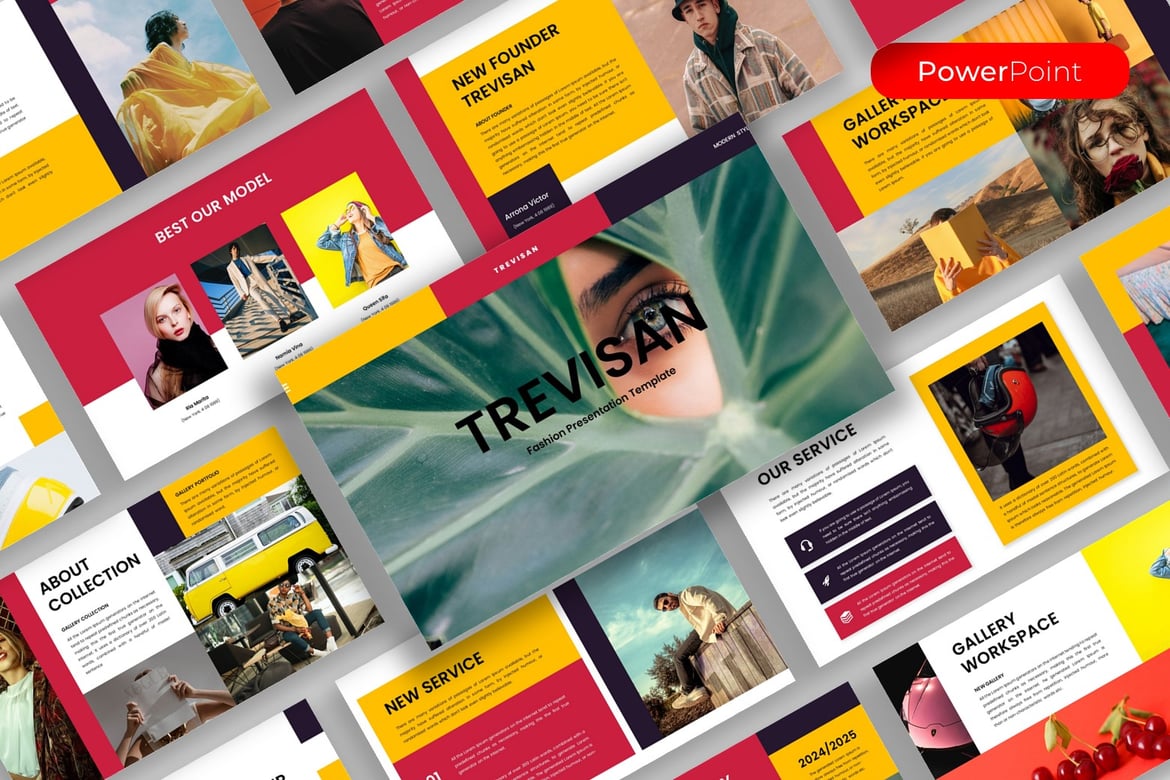 Template PowerPoint Trevisan untuk Fashion yang Menarik dan Modern