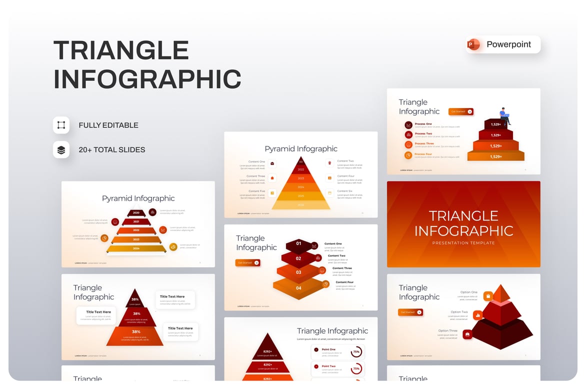 Template PowerPoint Infografis Segitiga yang Menarik