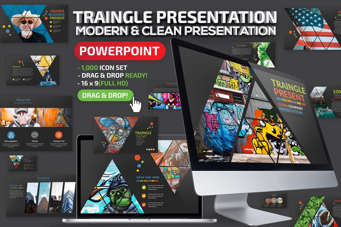 Template Presentasi PowerPoint Segitiga yang Menarik
