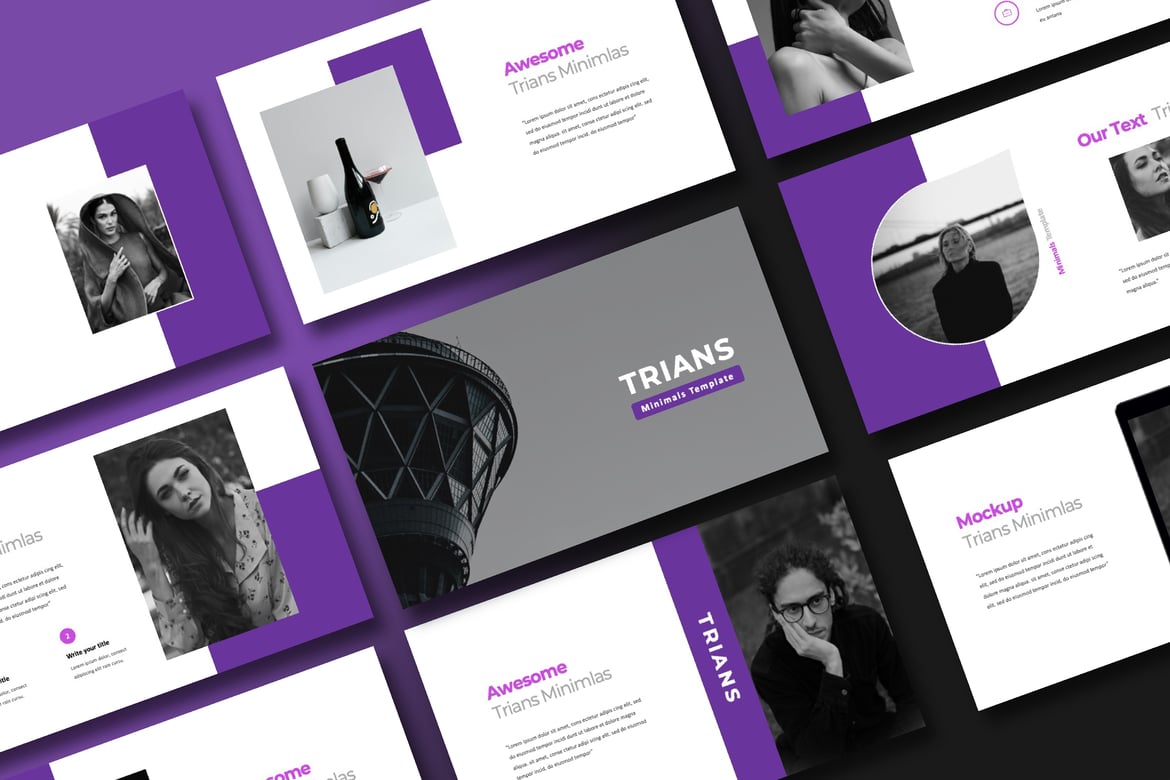 Template PowerPoint Trians Minimalis yang Elegan