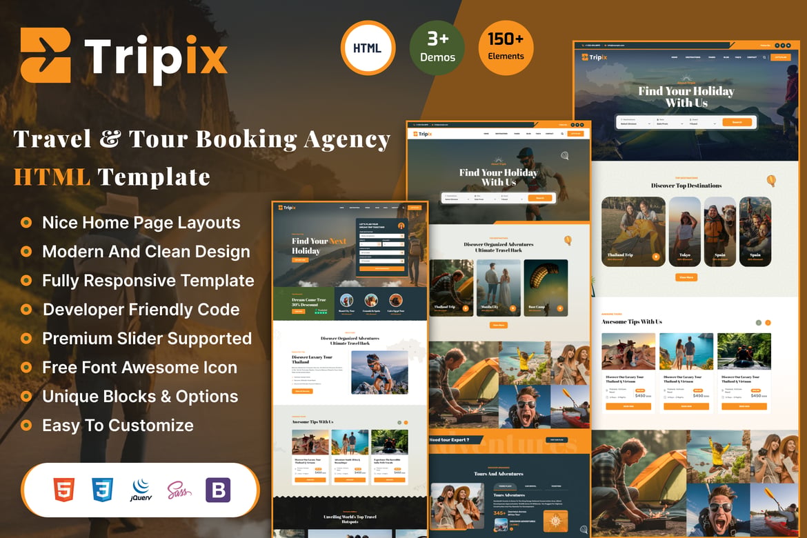 Tripix - Template Website untuk Tur dan Perjalanan yang Modern