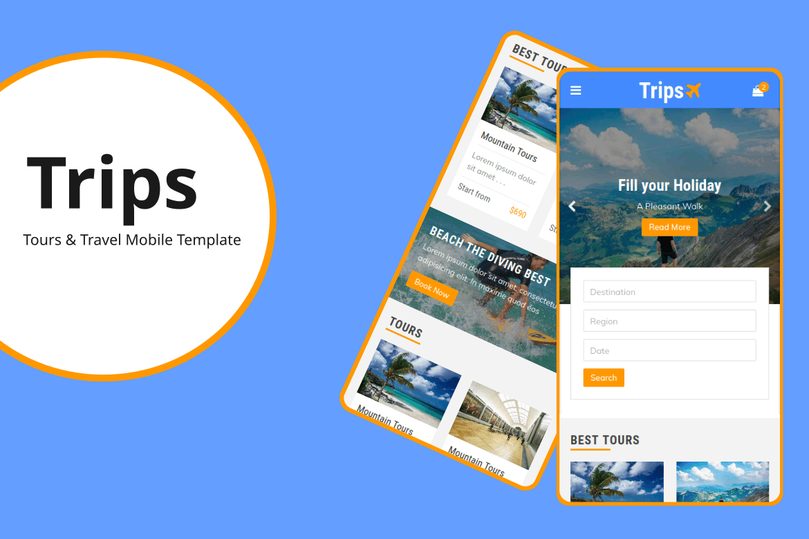 Template Mobile untuk Wisata dan Tour yang Menarik